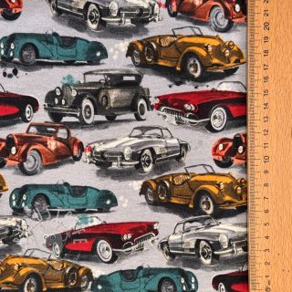Sweat kuschel Old cars grey digital print