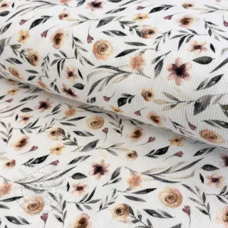 Jersey WAFFLE Flowers white digital print