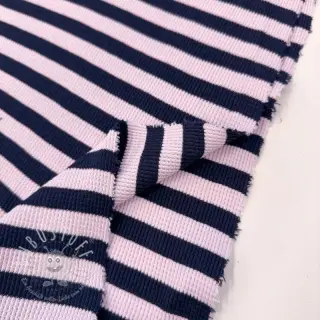 Jersey WAFFLE YARN DYED Stripes navy lilac