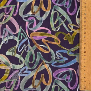 Feincord Hearts dark purple digital print