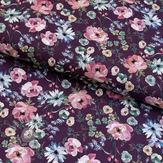 Baumwollstoff Flowers Anabell dark purple digital print