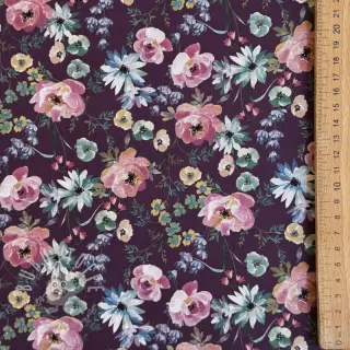 Baumwollstoff Flowers Anabell dark purple digital print