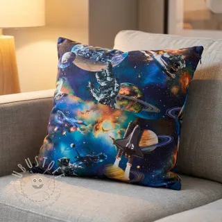 Baumwollstoff Space navy digital print