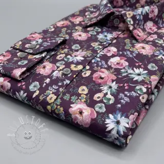 Baumwollstoff Flowers Anabell dark purple digital print