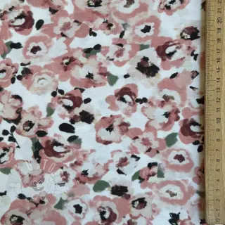 Viskosestoff POPLIN STRETCH Flowers white digital print