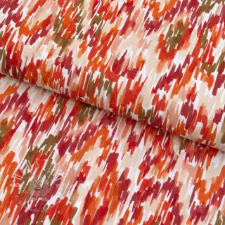 Viskosestoff POPLIN STRETCH Stroke orange digital print