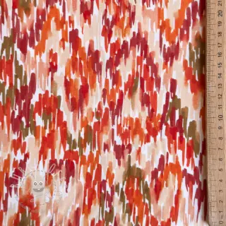 Viskosestoff POPLIN STRETCH Stroke orange digital print