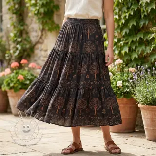Viskosestoff RAYON POPLIN Dark barrock design A