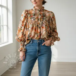 Viskosestoff RAYON POPLIN Wild flowers design A