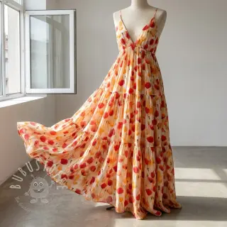Viskosestoff RAYON POPLIN Poppys design C