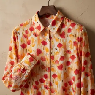 Viskosestoff RAYON POPLIN Poppys design C