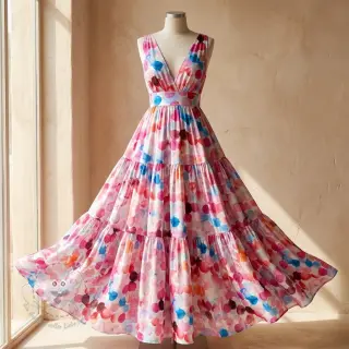 Viskosestoff RAYON POPLIN Bouncy design F