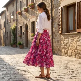 Viskosestoff RAYON POPLIN Flower sea design A