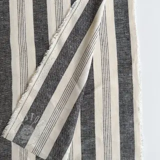 Leinenstoff YARN DYED BIG Stripe black