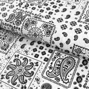 Baumwollstoff Kansas blanc noir