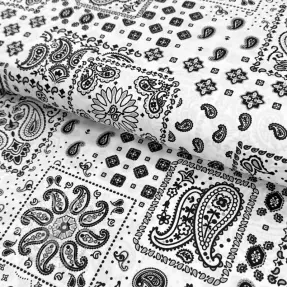 Baumwollstoff Kansas blanc noir