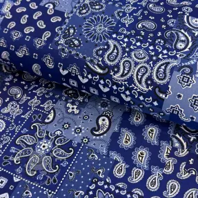 Baumwollstoff Farwest bleu
