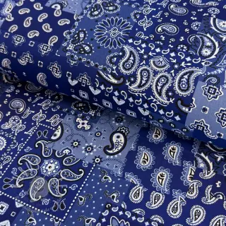Baumwollstoff Farwest bleu