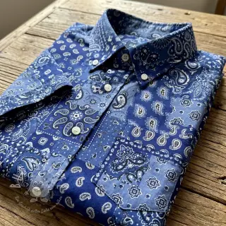 Baumwollstoff Farwest bleu