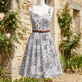 Baumwollstoff Kansas blanc noir