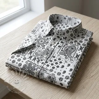 Baumwollstoff Kansas blanc noir