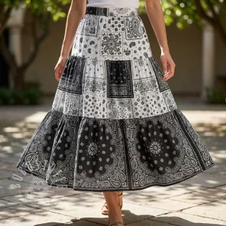 Baumwollstoff Kansas blanc noir