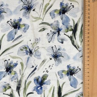 Viskosestoff leinen Natural Lin Laurel blue digital print