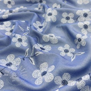 Baumwollstoff JEANS Chambre LUXURY JACQUARD Flowers jeans