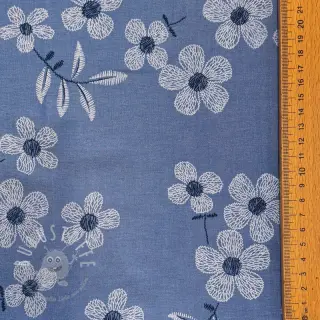 Baumwollstoff JEANS Chambre LUXURY JACQUARD Flowers jeans