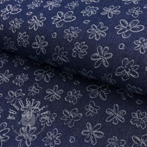 JEANS DENIM JACQUARD Flower dark blue