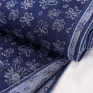 JEANS DENIM JACQUARD Flower dark blue