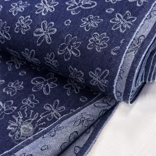 JEANS DENIM JACQUARD Flower dark blue