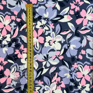 Sweatstoff Bright flowers design blue pink