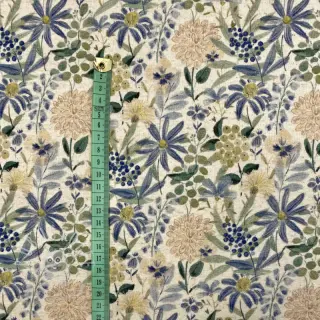 Jersey Baumwoll-Leinen Flowers ecru blue digital print