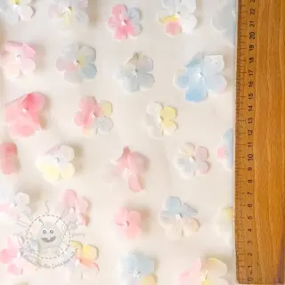 Feintüll RETRO Flowers light blue