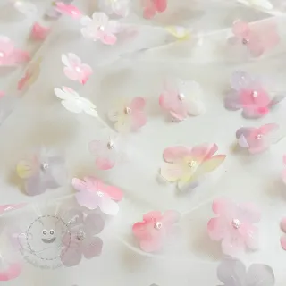 Feintüll RETRO Flowers light pink