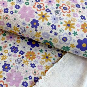 Sweat kuschel Glitter flowers ecru melange