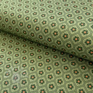 Baumwollstoff Flowers moss green