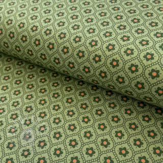 Baumwollstoff Flowers moss green