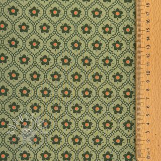 Baumwollstoff Flowers moss green