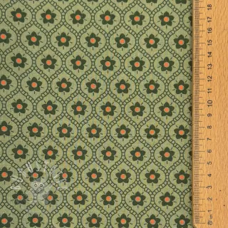 Baumwollstoff Flowers moss green