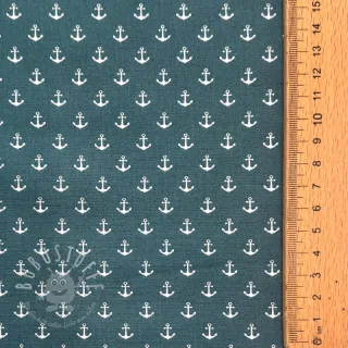 Baumwollstoff Petit anchors petrol