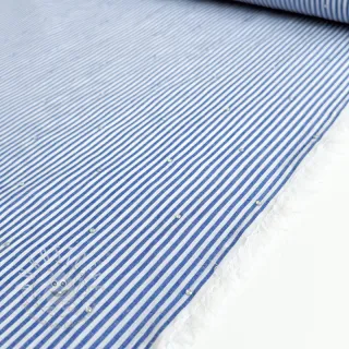 Baumwollstoff YARN DYED Stripes with studs blue