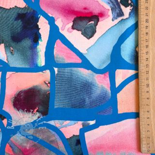 Baumwollstoff SATIN Resonate blue digital print