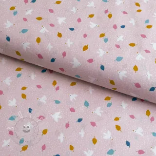 Baumwollstoff Little birds powder