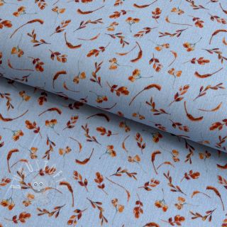 Double gauze/musselin Leaves field light blue