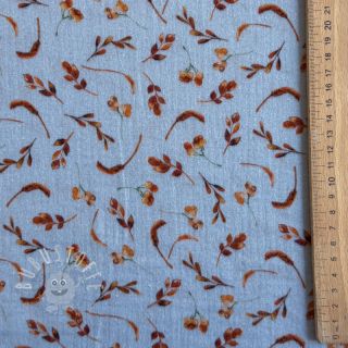 Double gauze/musselin Leaves field light blue