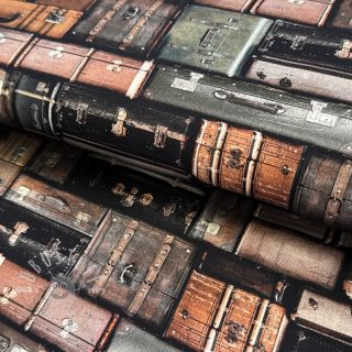 Dekostoff Suitcases grey digital print