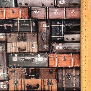 Dekostoff Suitcases grey digital print