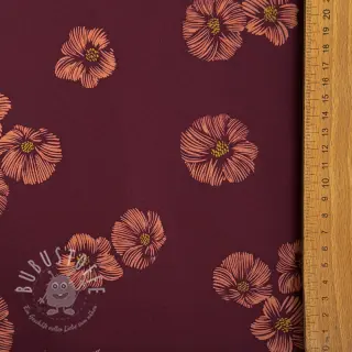 Softshell Flowers aubergine digital print